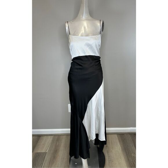 NWT ALICE + OLIVIA ROSA ASYMMETRICAL SLIP DRESS SIZE 10 $495 - Picture 4 of 9